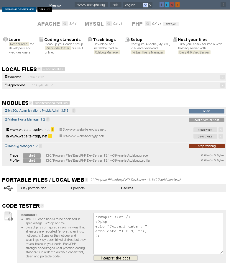 Screenshot EasyPHP DevServer 13.1 Screenshot EasyPHP DevServer 13.1